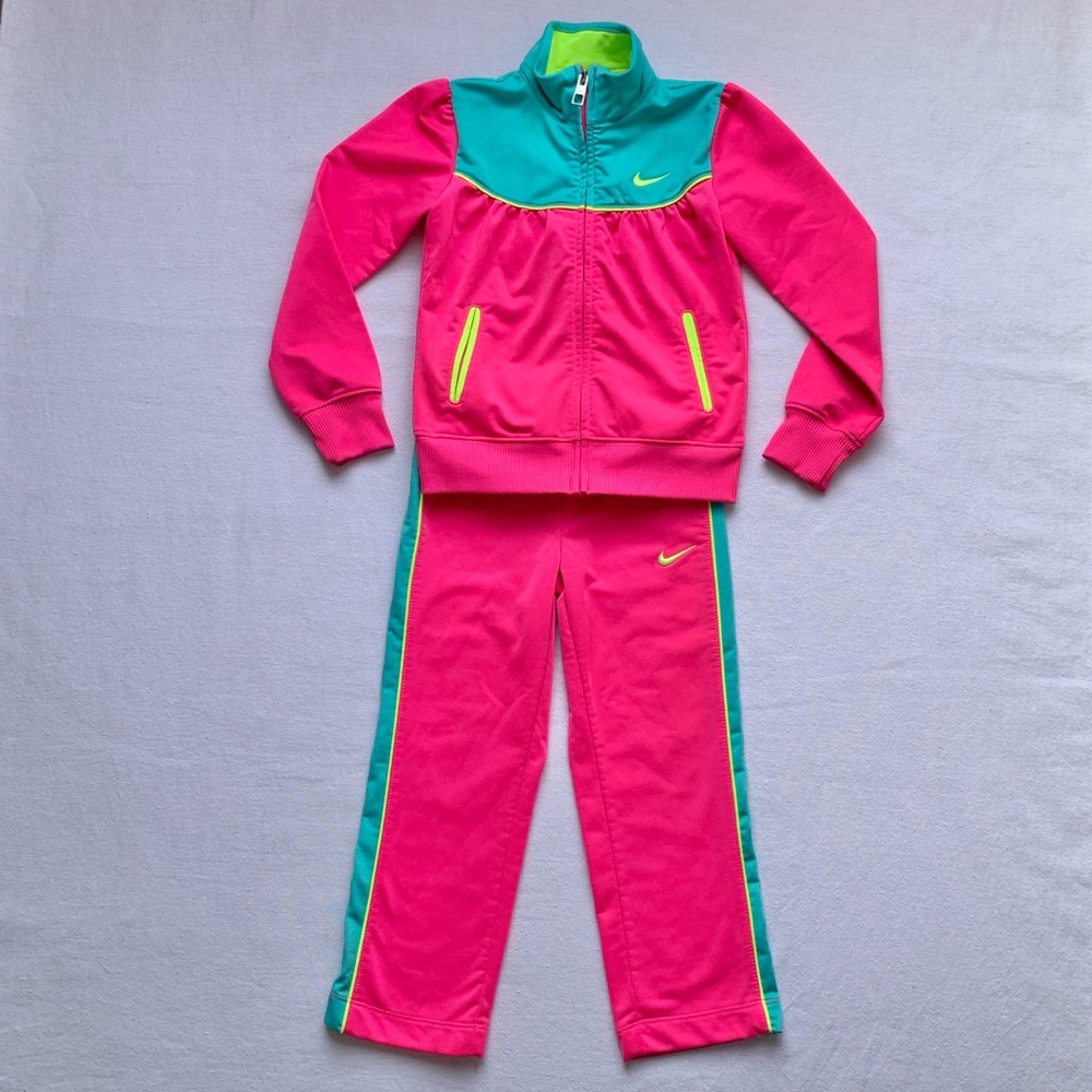 Nike Matching Set Tracksuit Hot Pink, Turquoise, Neon Yellow Pants & Jacket 4 - Picture 2 of 12